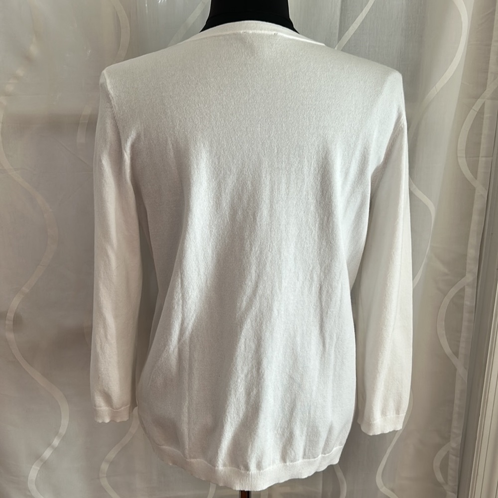Talbots, White Button Down Cardigan, Size Medium - image 4